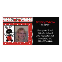 Red and Black Teachers Photo Business Card Picture Card
