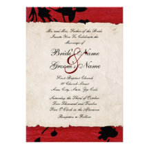 Red and Black Torn Paper Wedding Invitation
