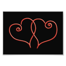 Red and Black Valentines Swirl Hearts Photo Art