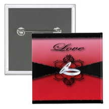 Red and Black Wedding Favor Pin