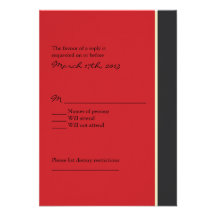 Red and Black Wedding RSVP Card Personalized Invite