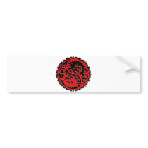 Red and Black Yin Yang Dragon Bumper Sticker