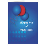 Red and Blue Balloons 4th July Card
