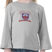 Red and Blue Cute Owl toddlers long sleeve top t-shirts