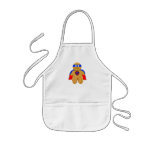 red and blue gingerbread man super hero apron
