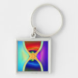 Red and Blue Hourglass Fractal Keychains