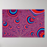 Red and blue peacock tail poster
