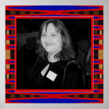 red and blue photo frame poster