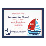 Red and Blue Sailboat 5x7 Baby Shower Invitation