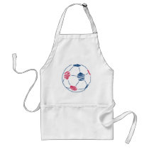 red and blue soccer scribble graphic apron