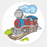 Red and Blue Train Tshirts and Gifts Round Sticker