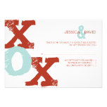 Red and Blue XOX Wedding RSVP Personalized Invitation