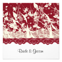Red and Cream lace Wedding Invitations
