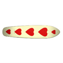 Red and Cream Love Heart Design. Custom Skateboard