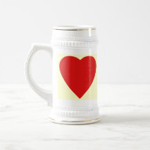 Red and Cream Love Heart Design. Mugs