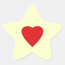 Red and Cream Love Heart Design. Star Sticker