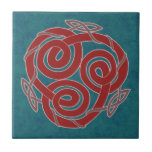 Red and cyan celtic knot decorative design tiles