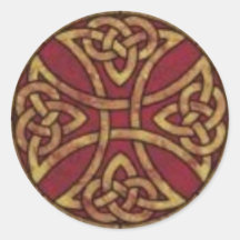 Red and Gold Celtic Knot Round Sticker