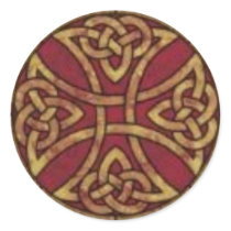 Red and Gold Celtic Knot Round Sticker