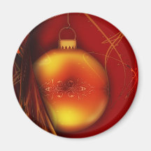 Red and Gold Christmas Ornament Holiday Gifts Fridge Magnet