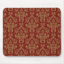 Red and Gold Damask Mousepad mousepads
