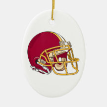 red and gold football helmet vector graphic christmas tree ornament