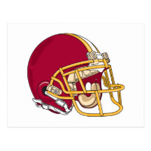 red and gold football helmet vector graphic post card
