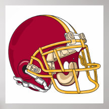 red and gold football helmet vector graphic poster