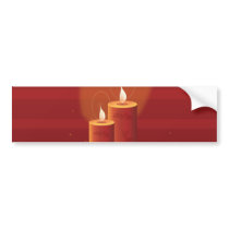 Red and Gold Happy Christmas Candles Bumper Stickers