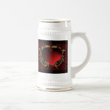 Red and gold heart design coffee mug