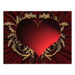 Red and gold heart design personalized invitations