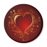 RED AND GOLD HEART REFRIGERATOR MAGNET