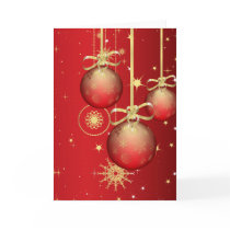 Red and Gold Ornaments Blank Card