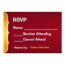 Red and Gold RSVP Card Personalized Invite