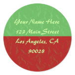 red and green Address Label Round Sticker