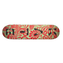 Red and Green Butterfly Skateboard Deck