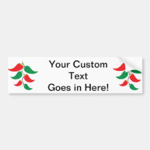 Red and Green Pepper Graphic on a string Bumper Stickers