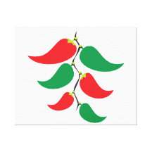 Red and Green Pepper Graphic on a string Gallery Wrapped Canvas