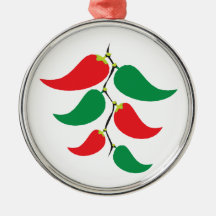 Red and Green Pepper Graphic on a string Ornaments