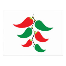 Red and Green Pepper Graphic on a string Post Cards