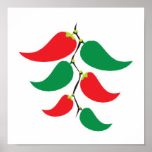 Red and Green Pepper Graphic on a string Poster