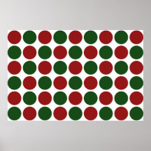 Red and Green Polka Dots on White Print