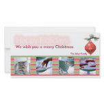 Red and Green ribbons christmas photocard Customized Photo Card