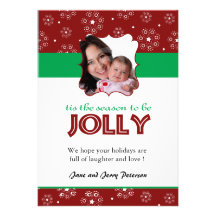 Red and Green snowflakes - holiday photocard