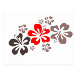 Red and Grey Hibiscus Postcard