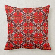 red and orange fiery batik design pillow