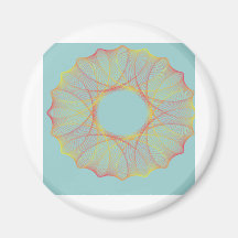 Red and orange spirograph fridge magnet