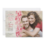 Red and Pink Floral Photo Save the Date Card