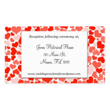 Red and Pink Hearts Wedding Reception Cards Business Cards