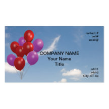 red and pink party balloons business card template